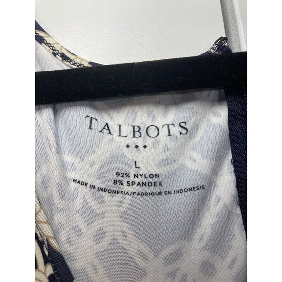 Talbots Dress Women’s Size L Blue White Nautical Rope Print Fit & Flare Preppy - Picture 4 of 11